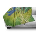 thumbnail image 3 of Dragonfly Soft Flannel Fleece Throw Blanket, Butterfly Like Flying Bug on Grunge Vintage Style Backdrop Image, Cozy Plush for Indoor and Outdoor Use, 50" x 60", Pale Green Brown, by Ambesonne, 3 of 6