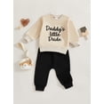 thumbnail image 5 of Jxzom Baby Boy Fall Clothes Set Daddy's Little Dude Letter Embroidered Long Sleeve Sweatshirt Tops Long Pants 0 6 12 18 24 Months 2T 3T Toddler Infant Outfits, 5 of 8