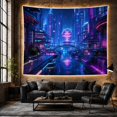 thumbnail image 6 of Futuristic Cityscape with a Glowing Pink Dome on Water, Dramatic Digital Art for Anime Fans, Sci-Fi Wall Art Decor, Housewarming Gift Tapestry Wall Hanging for Gaming Room and Bedroom, 6 of 7