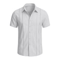 thumbnail image 4 of Mens Big & Tall Cuban Guayabera Shirt Casual Button Down Shirts Short Sleeve Summer Beach Shirts Size S-5XL White, 4 of 6