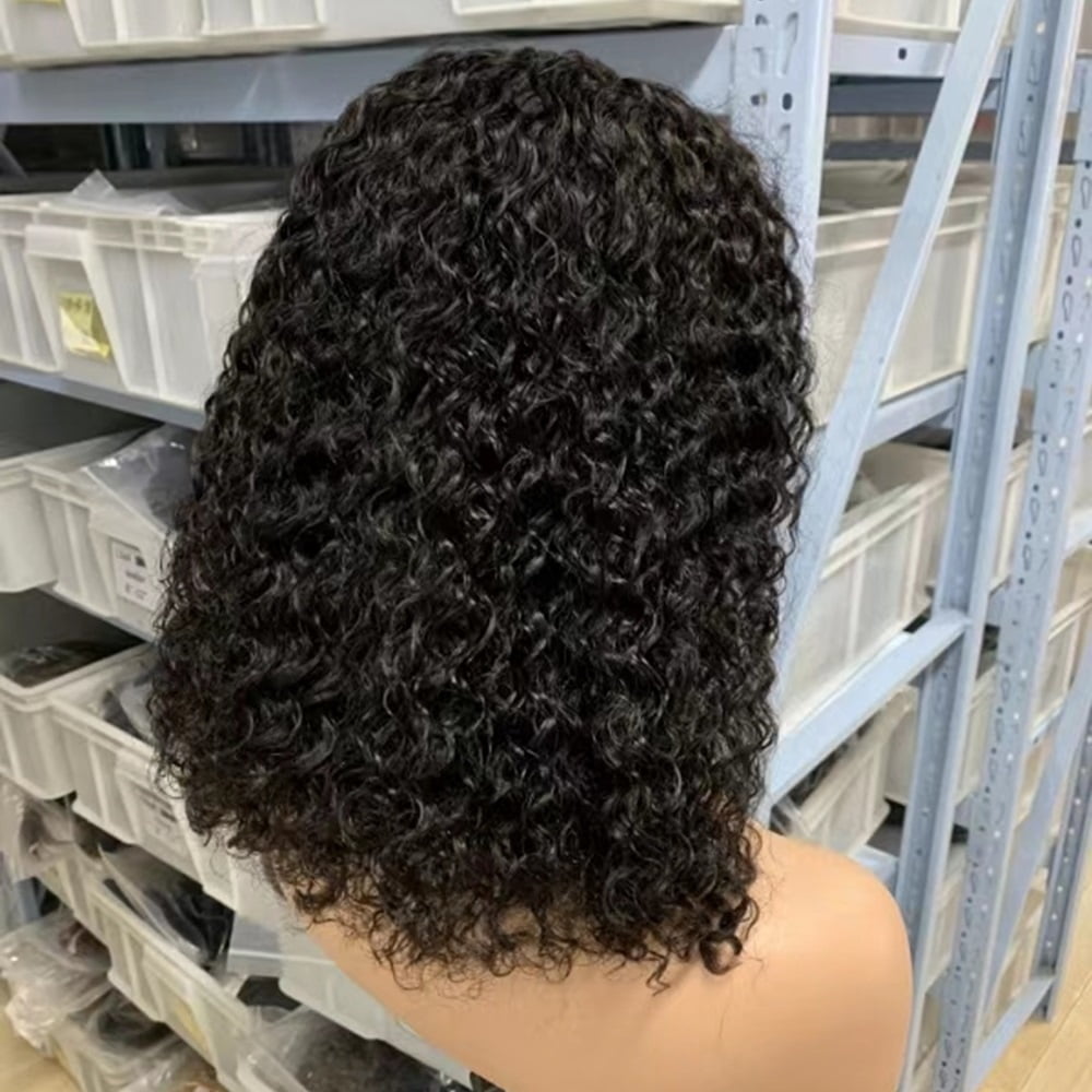 Sunature Human Hair Wigs 13X4 Full Lace Black Water Wave 150% Density 10 in Women 1 Count