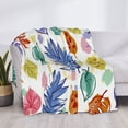 thumbnail image 6 of YFYANG Lightweight Warm Flannel Blanket, Watercolor Plant Leaves Throw Blanket for Bed, Sofa, Travel, Camping, 80"x60", 6 of 7