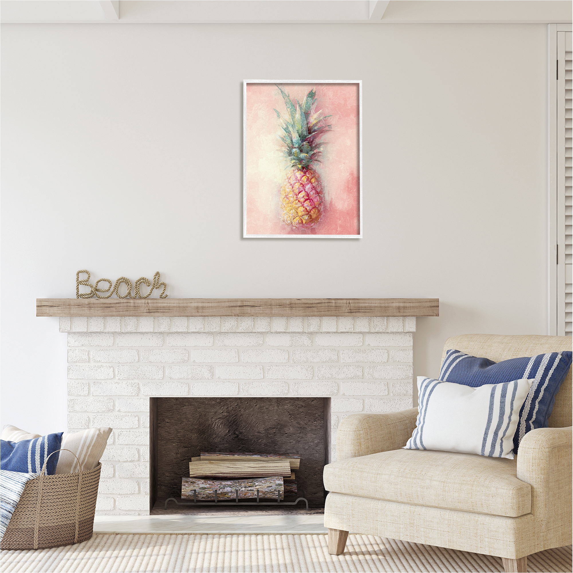 Stupell Industries Tropical Glam Pineapple Food & Beverage Painting White Framed Art Print Wall Art, 24 x 30
