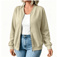 thumbnail image 2 of BXJX Womens Zipper Sweatshirts, Athletic Long Sleeve Spring Fall Casual Bomber Jacket with Pockets Khaki Size S-2XL, 2 of 9