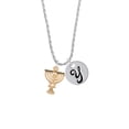 thumbnail image 2 of Delight Jewelry Goldtone 3-D Menorah - Silvertone Script Initial Disc - Y - Charm Necklace, 20"+3", 2 of 4