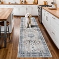 thumbnail image 4 of Washable Kitchen 3x8 Runner Rug - 3x8 Hallway Rug Distressed Mats Non-Slip Soft Room Floor Carpet for Dining Room (Grey/Blue, 3x8), 4 of 9