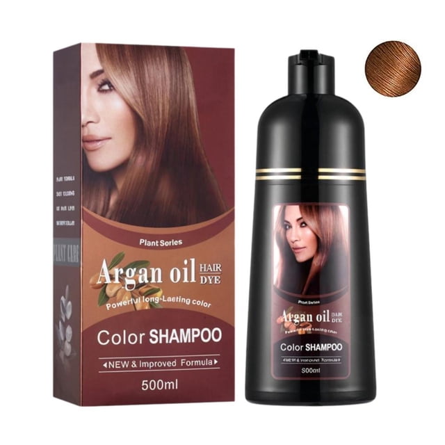 LUVCLS Champú para teñir el cabello de forma natural, permanente e instantánea, con aceite de argán, 500 ml