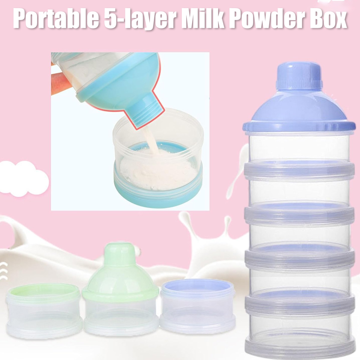 Stackable formula dispenser Portable milk powder container, multi-layer ...