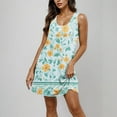 thumbnail image 4 of Ovzne Robes d'Été pour Femmes Robe Femme Décontractée et à la Mode Imprimée Col Rond Sans Manches avec Poches Robe Courte Décontractée Robe de Printemps Imprimée en Liquidation, 4 of 7
