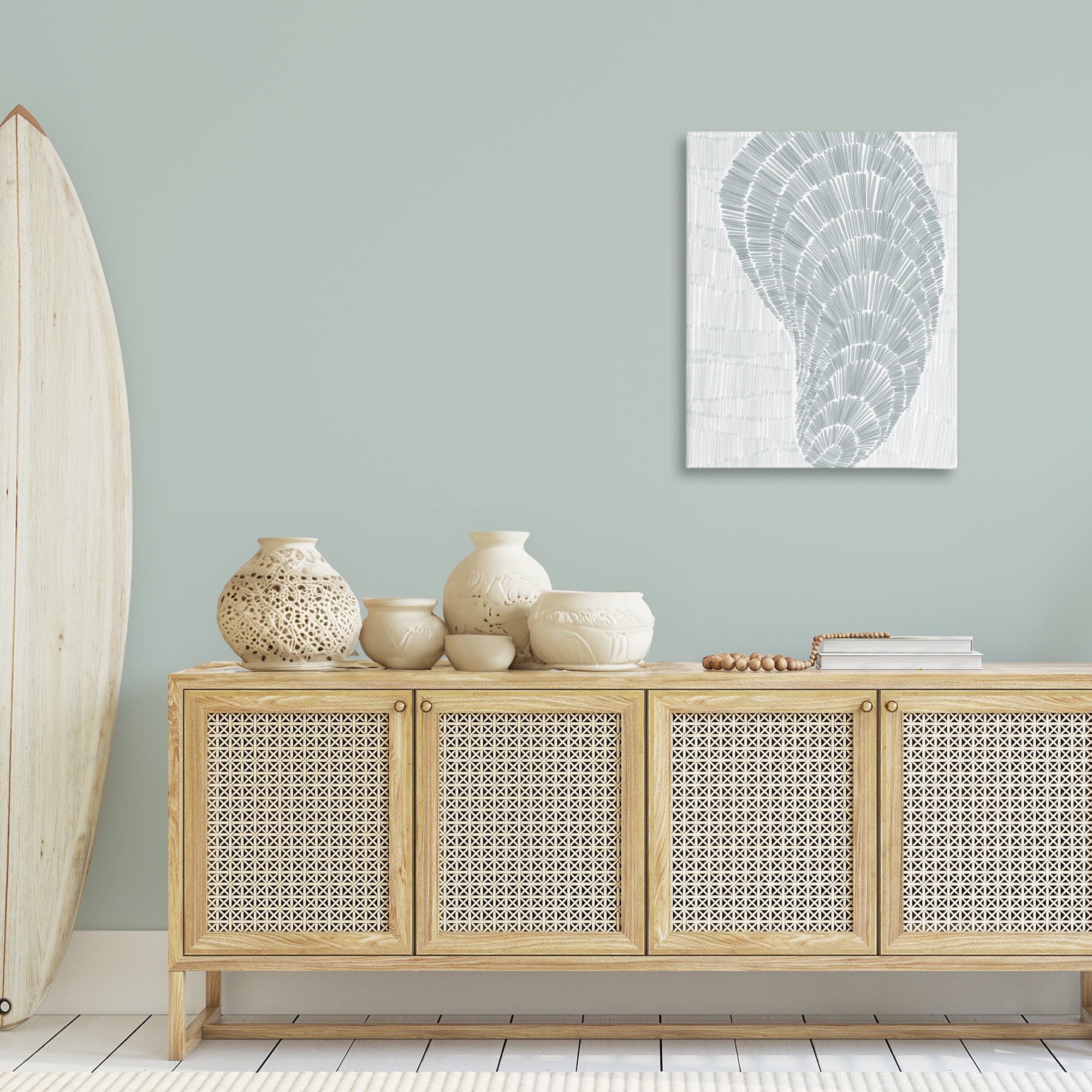 Stupell Industries Sketched Oyster Shell Nautical & Beach Painting Wrapped Canvas Art Print Wall Art, 24 x 30
