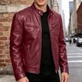 thumbnail image 2 of TaTaai Men's Stand Collar Faux Leather Jacket Loose Fit Zip Up Casual Coat with Pockets Lightweight Outerwear for Daily Spring Autumn, 2 of 9