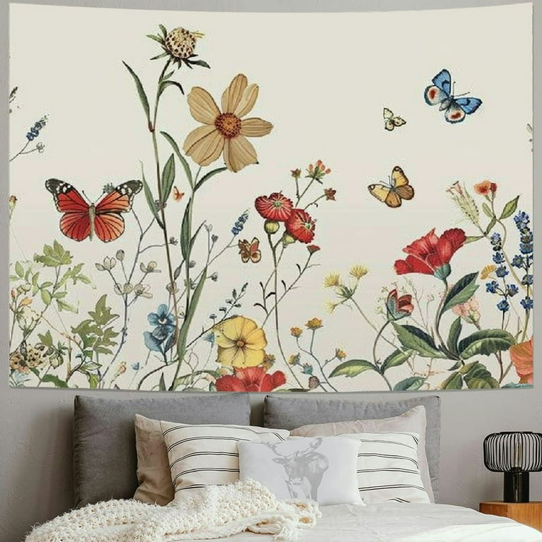 Shiartex Vintage Floral Tapestry Wildflower Wall Hanging Blanket