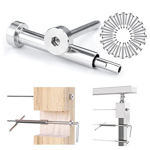 Muzata kit de Rampe de Câble Complètement Invisible 1/8 Pouces 20 Paires Attache Filetée en Vernis pour Poteau en Bois et Métal CR26, CA3 CV1
