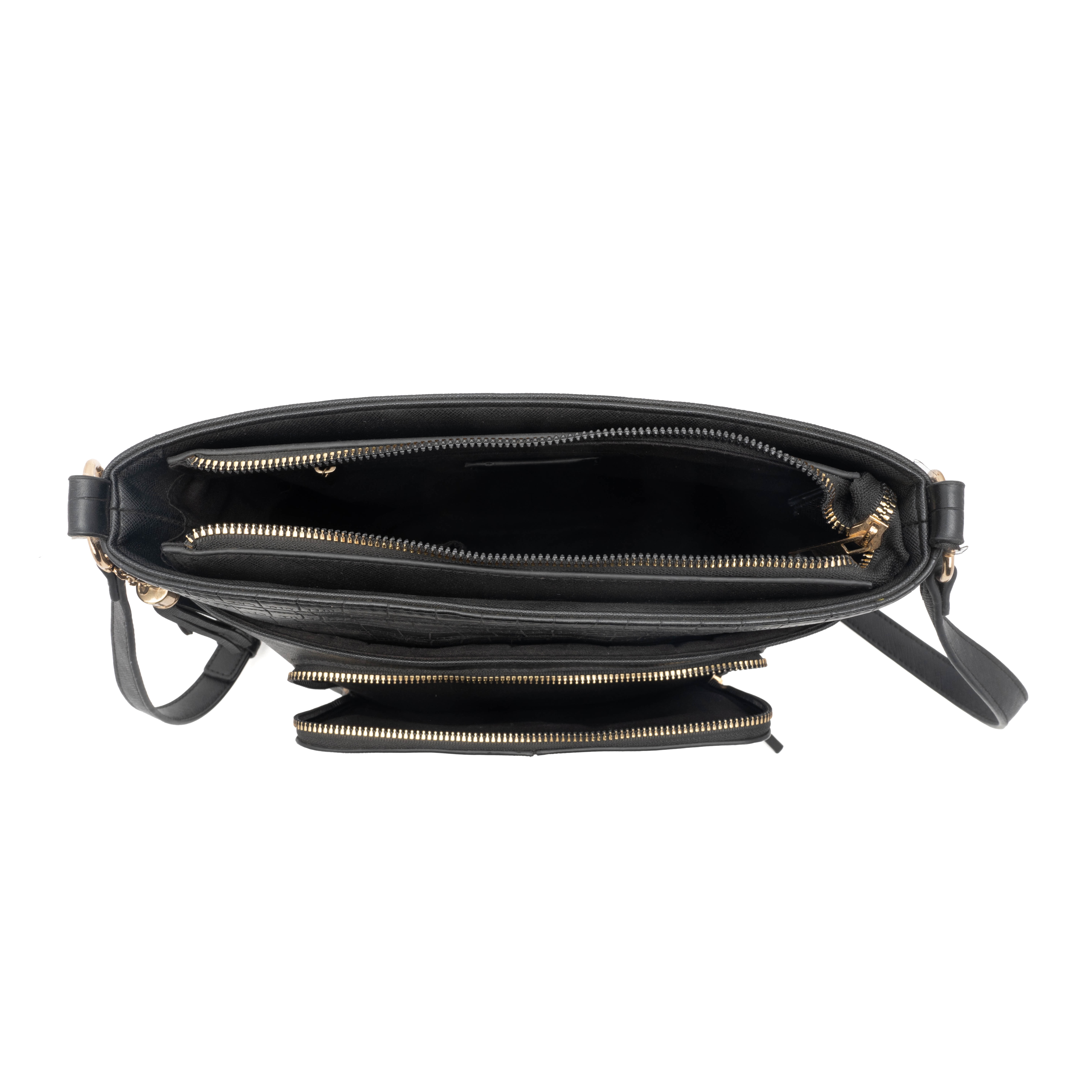 Women Crossbody Bag Black Color Messenger Bag Multi-pocket Shoulder Purse for Commuting Traveling
