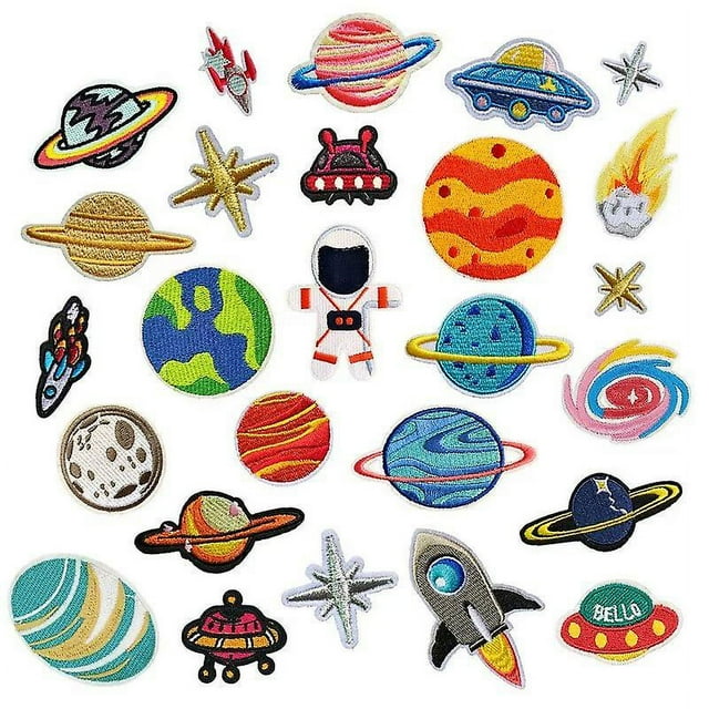 Astronaut Adhesive Patch Sticker Planet Cloth Sticker (26 Pcs)