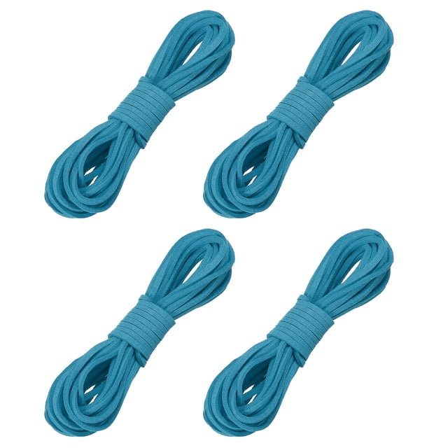 Uxcell 4 Pcs Cuerda de Cuero de Ante Falsa, Hilo Plano Delgado de 2.6mm x 5.5 Yardas para Manualidades de Joyería, Collar, Pulsera, DIY