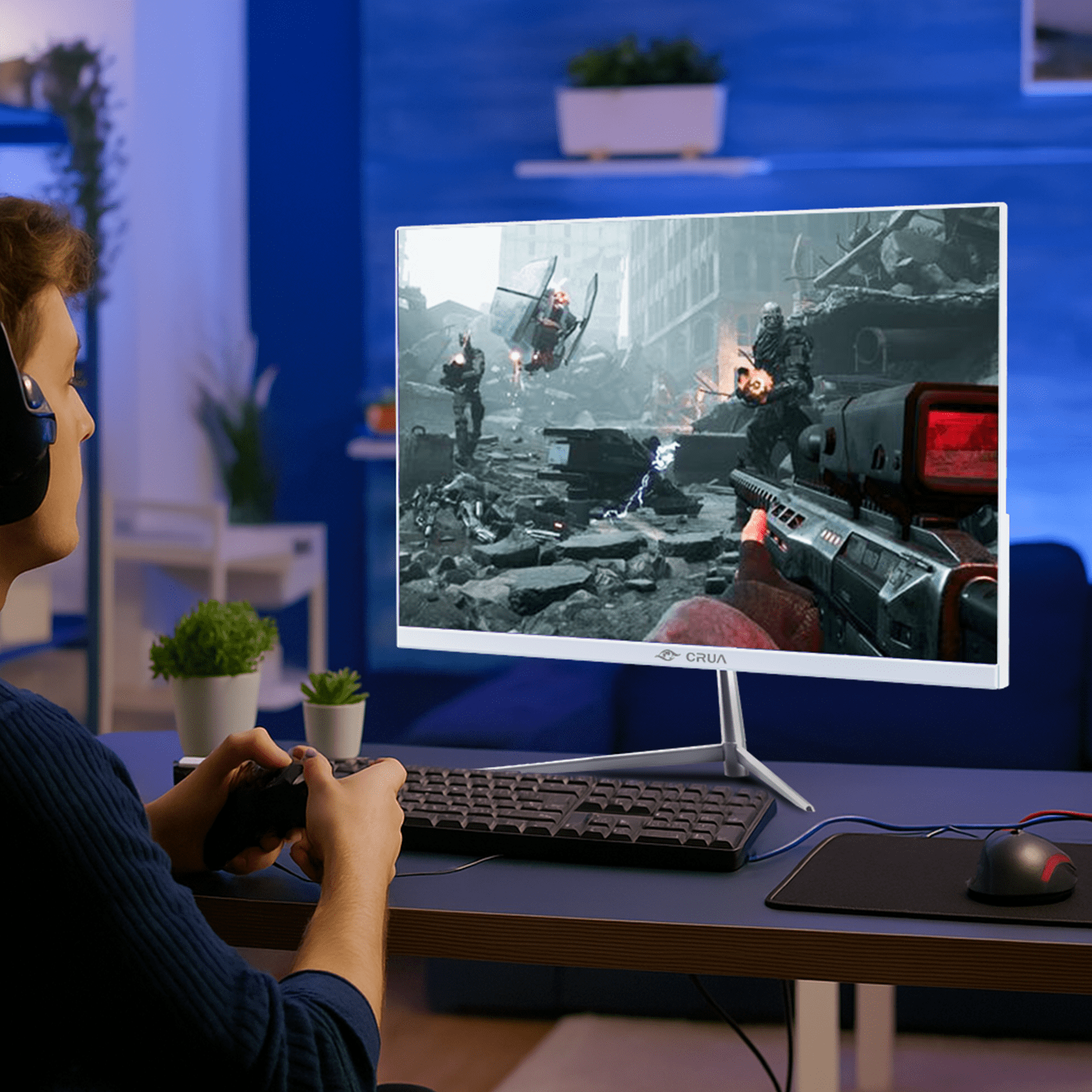 CRUA 24.5"200Hz Gaming Monitor, IPS FHD(1920x1080P) ,120% sRGB, Support FreeSync, 3-Sided Narrow Bezel, Compatible Wall Mountable(HDMI, DP), Built-in Speakers
