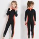 thumbnail image 3 of Traje de baño para niños de 2,5 mm para bucear, traje de baño para niños, para bucear, nadar a la deriva, borde naranja negro S, 3 of 10