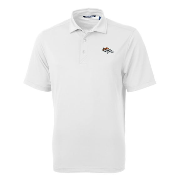 Men's Cutter & Buck White Denver Broncos Virtue Eco Pique Recycled Polo