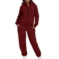 thumbnail image 3 of CFLVAEK Sweatsuits 2pcs Sets Womens Oversized Half Zip Hoodies High Waisted Sweatpants Trendy Fall Tracksuits with Pockets Wine XL, 3 of 10