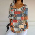 thumbnail image 2 of Tittly Boho Tops for Women, 3/4 Sleeve Shirts for Women Dressy Tunic Tops Casual Wear with Floral, Womens V Neck T Shirts, Women'S Fashion Clothing Gray M, 2 of 5