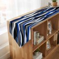 thumbnail image 4 of Blue Black Stripes Table Runner Linen Burlap Table Runner 72 Inches Long Modern Abstract Ombre Grey White Lines Dresser Scarves for Kitchen Island Coffee Dining Party Wedding Holiday Decor 14"x72", 4 of 8