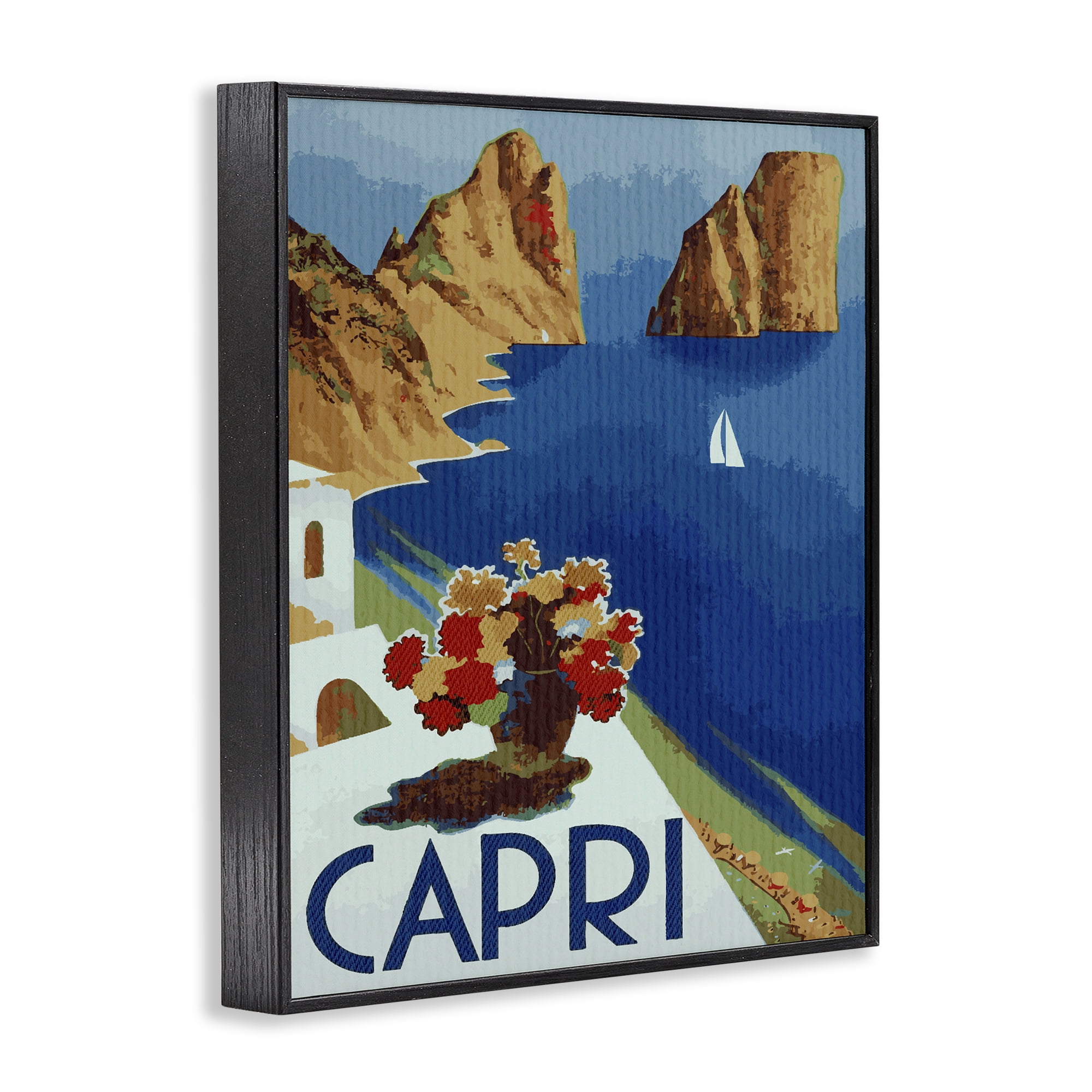 Stupell Industries Capri Island Cliffs Black Framed Giclee Art, design by Lil' Rue