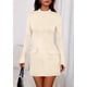 thumbnail image 4 of Vestido PRETTYGARDEN Otoño 2025 Beige Manga Larga Mini Talla M, 4 of 8