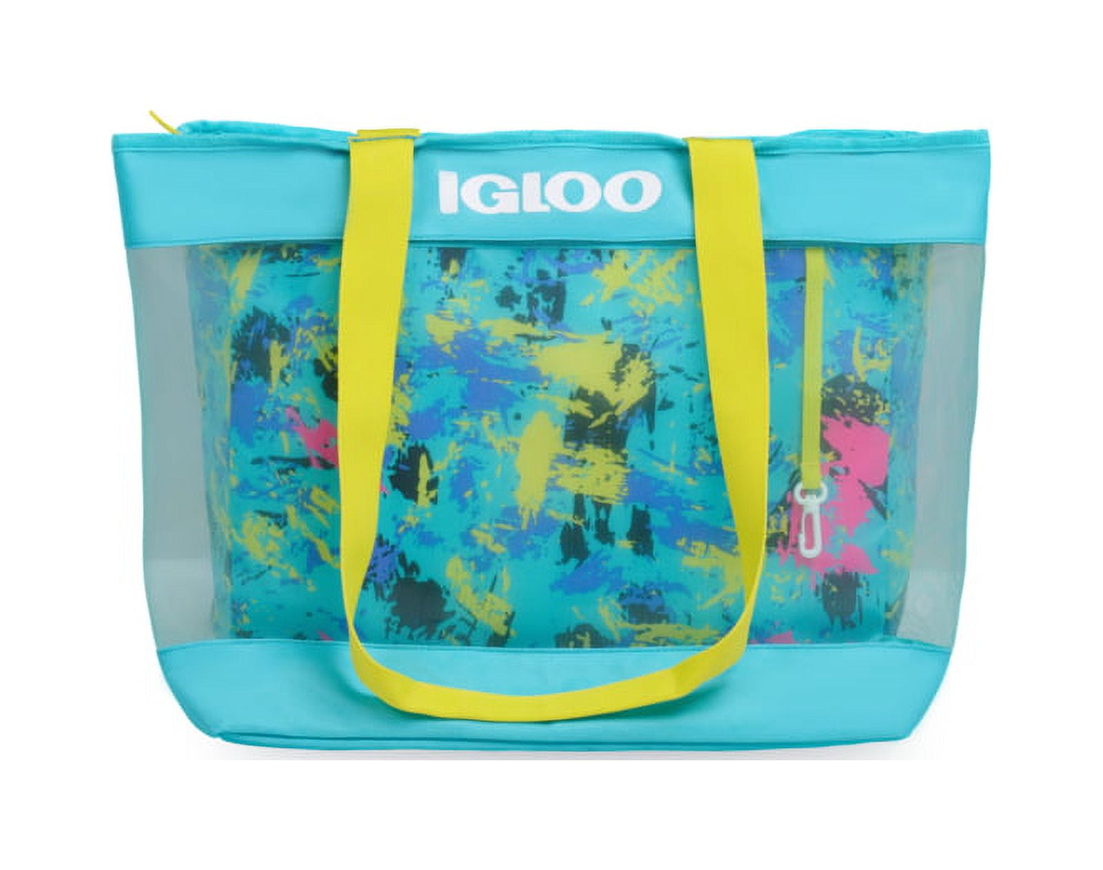 Igloo Tropical Palms Blue & Pink Insulated 20-Can Capacity Cooler Bag Dual  Compartment Mesh Beach Tote