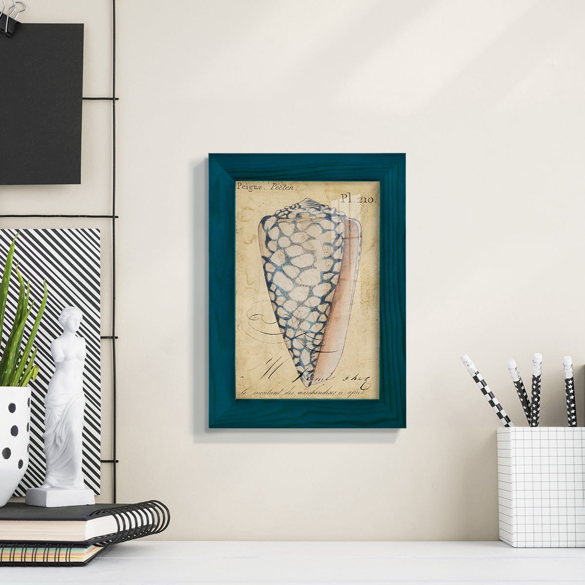 Seashell Ephemera IV - Framed Print w/glass - Ocean Blue