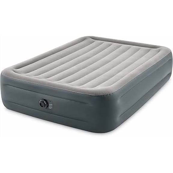 Dura-Beam Series Essential Rest Airbed, Queen Size 18" Height with Built-in Electric Pump, Grey (2020 Model)