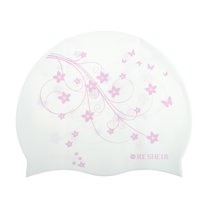 Unique Bargains 1 Pc Silicone Waterproof Vines Print Swim Cap Pink White