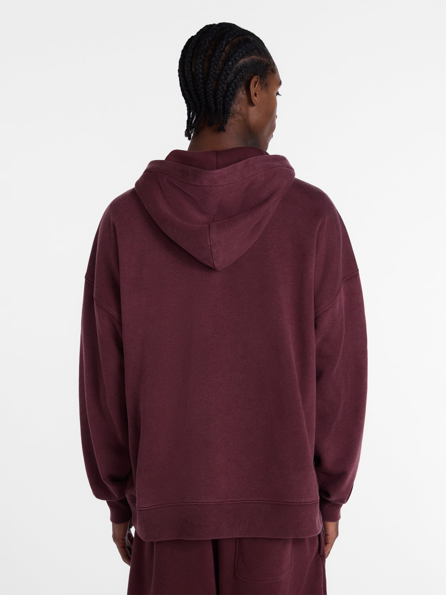 No Boundaries Boxy Fit Oversized Fleece Hoodie with Long Sleeves, Men's XS-4XLT