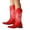Red, variant on Cowboy Boots for Women Embroidery Western Fall Boots Square Toe Chunky Heel Mid Calf Boots