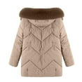 thumbnail image 4 of ZRGHAOYLQ Women's Winter Puffer Jacket Coat Slim Fit Padded Parkas Thermal Zip Up Jackets Solid Quilted Coats with Faux Fur Hood Long Sleeve Warm Up Overcoat for Cold Weather, 4 of 6