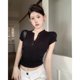 thumbnail image 1 of Camisetas Mujer Botones Casual High Street Chic Vintage Todo Partido Picante Dulce Chicas Elegante Verano Moda Estilo Francés Diario, 1 of 6