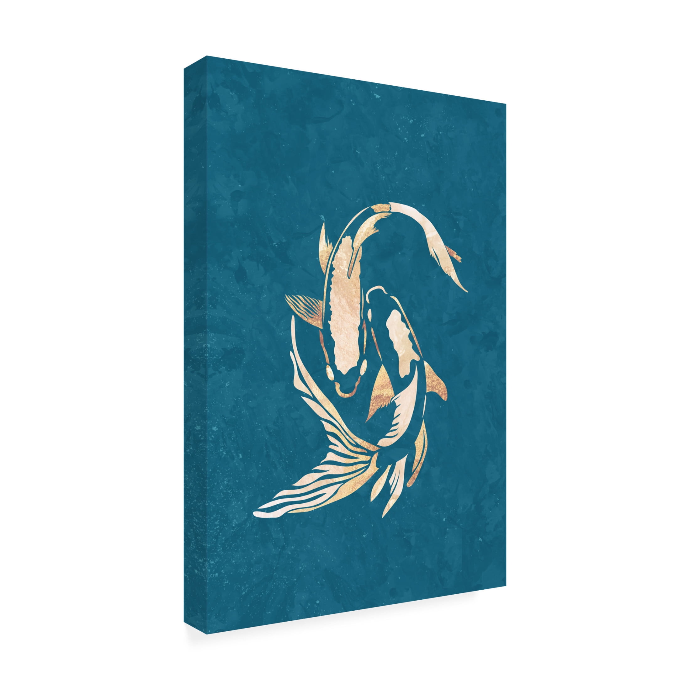 Trademark Fine Art Sarah Manovski Gold Blue Koi Fish Canvas Wall Art