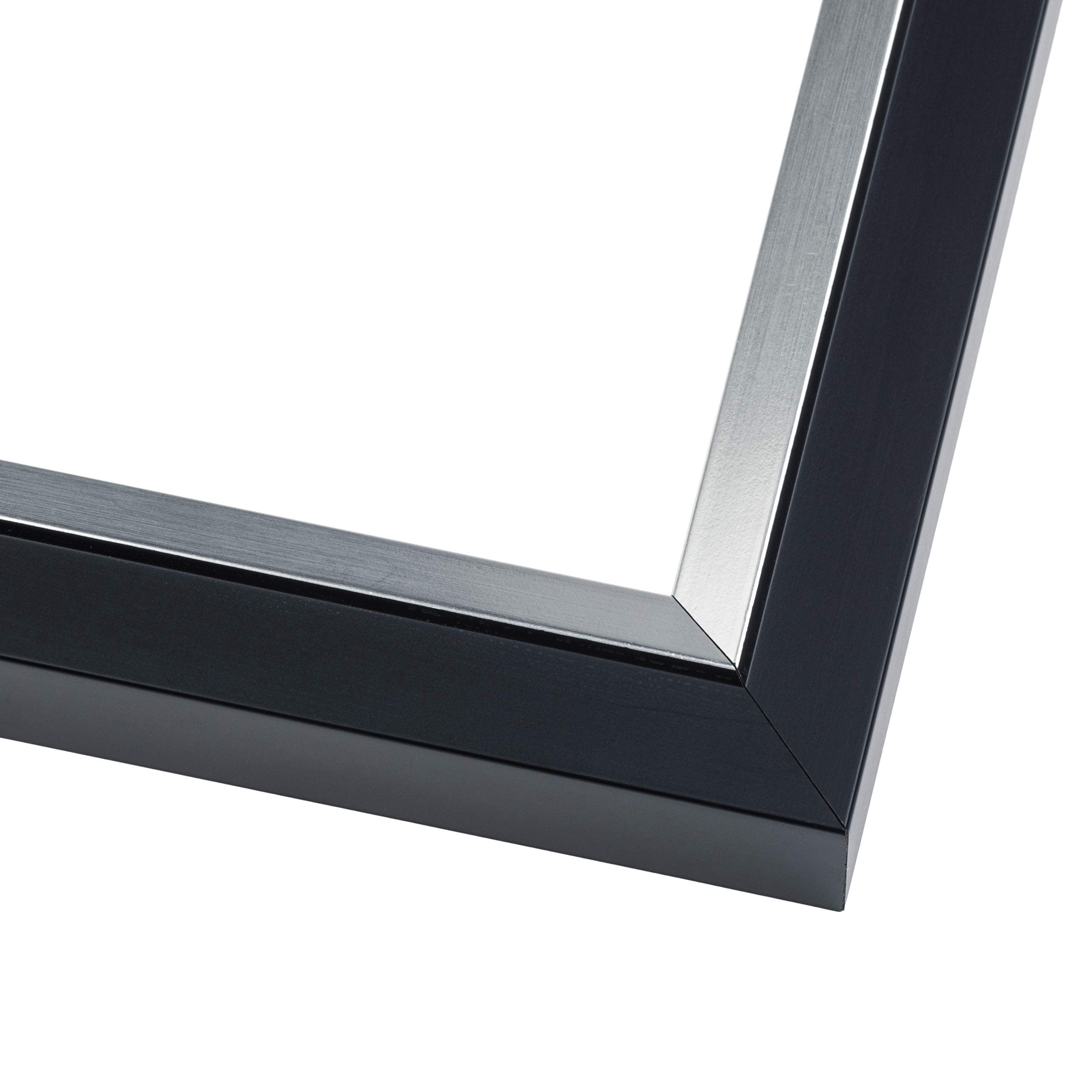 18x24 Frame Black & Silver Solid Wood Picture Frame Width 1.25 Inches | Interior Depth 0.75 Inches