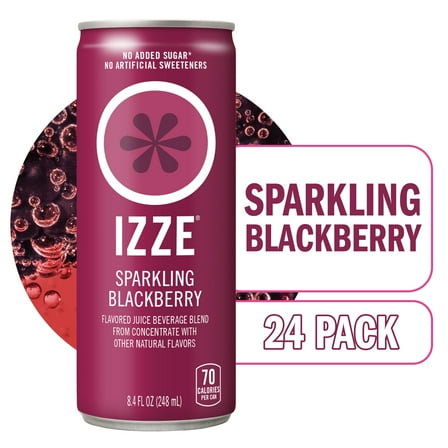 IZZE Sparkling Juice Beverage Blend, Blackberry, No Sugar Added, 8.4 FL OZ, 24 Cans
