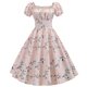 thumbnail image 2 of Vestido largo hasta la rodilla con cuello cuadrado y manga corta con estampado informal a la moda para mujer Pompotops ghjkhdj18537, 2 of 9