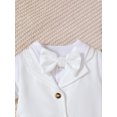 thumbnail image 4 of PureChapter Baby Boy 3-Piece Baptism Outfit Set – Short Sleeve Collared Waffle Knit Vest Bodysuit, Shorts & Detachable Bow Tie, Gentle Christening Wear for Infants, 4 of 10