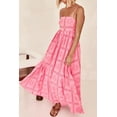 thumbnail image 6 of Women's Cutout Back Printed Square Neck Maxi Cami Dress with Ruched Smocked Details 95% Polyester 5% Elastane Fabric, 6 of 21