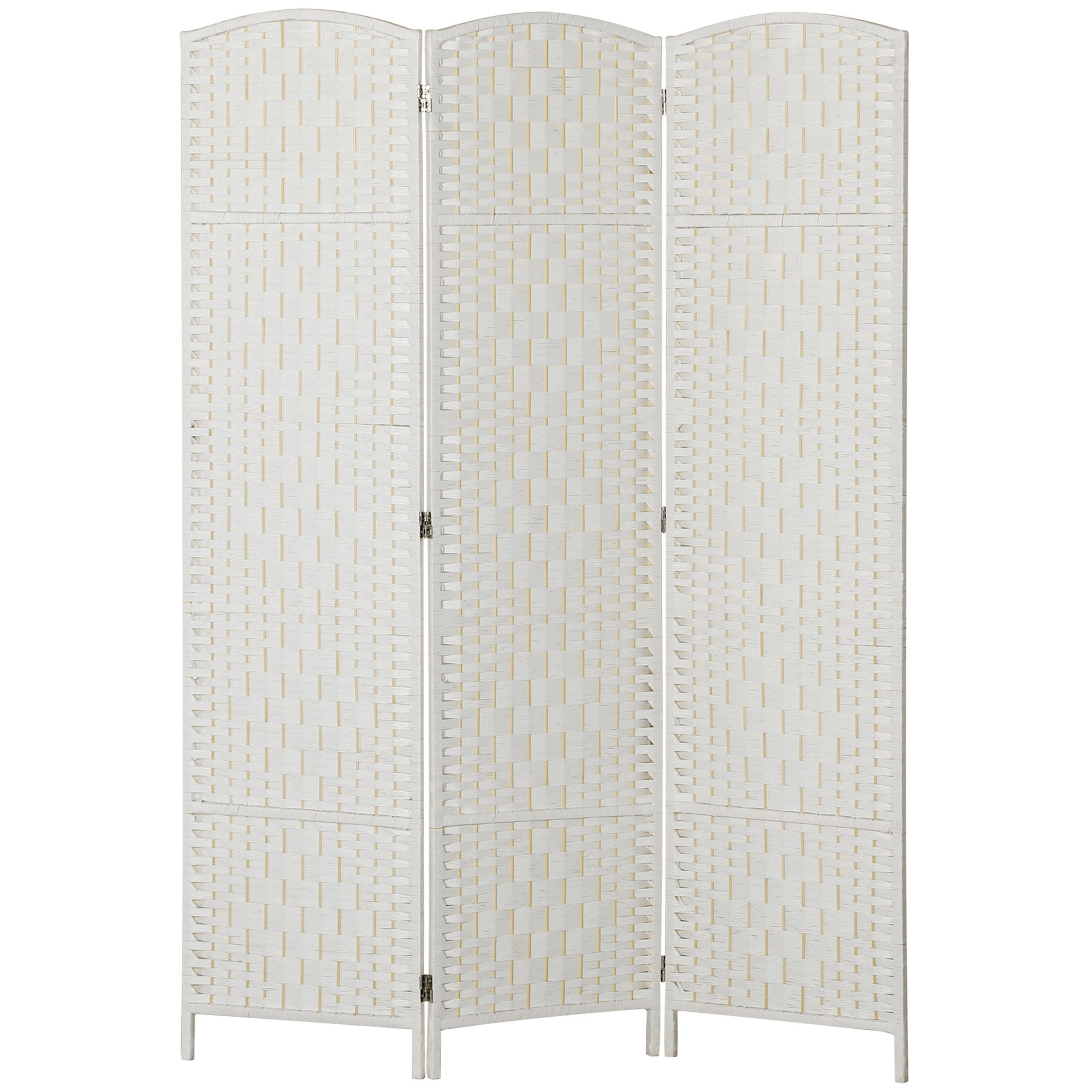 Dranite Room Divider 3 Panel Folding Privacy Screen 6FT Tall Portable Weave Partition Wall Divider for Bedroom White