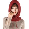 thumbnail image 2 of Joernso Ladies Winter Balaclava Knitted Thick Solid Color Drawstring Elastic Ear Neck Protection Lightweight Warm Soft Unisex Women Men Cap Daily Hat, 2 of 8