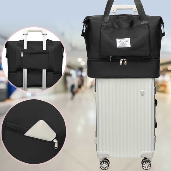 JingChun Travel Duffel Bag, Tote Sports Gym Bag, Shoulder Overnight Weekender Bag for Women & Men, Hospital bag, Expandable Duffel Bag with Trolley Sleeve/Wet Pocket