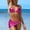 A1128 Hot Pink, variant on Bikini Sets for Women Metallic Shimmer 2 Piece Bathing Suits with Sarong Skirt Cover Up Halter Triangle High Cut Flattering Beachwear