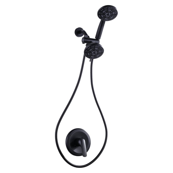 Wowow Single Handle 7-Spray Patterns Shower Faucet 1.8 GPM with Handheld Shower in Matte Black (Valve Included)
