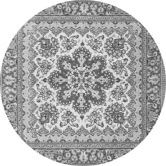 Ahgly Company Indoor Round Medallion Gray Traditional Area Rugs, 7' Round