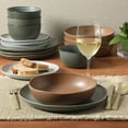 thumbnail image 5 of Gibson Elite Menlo Park 16-Piece Pottery Clay Stoneware Dinnerware Set – Assorted Colors Reactive Glaze, Embossed Plates and Bowls W/ Pasta Bowl, Service for 4 – Microwave & Dishwasher Safe, 5 of 14