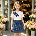 thumbnail image 2 of ZXLBBD Girls' Matching Outfit 2 Piece Cute Casual T Shirts and Ruffle Hem Skorts Summer Soft Breathable Comfort Clothing Sets,White,Size 4 Y-5 Y, 2 of 7